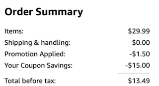 A screenshot of the total