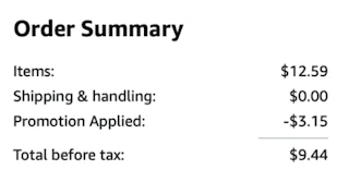 A screenshot of the total