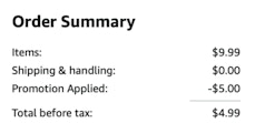 A screenshot of the total