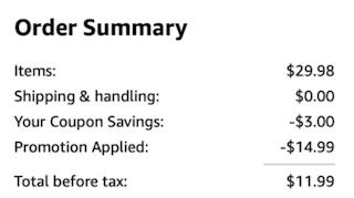 A screenshot of the total