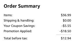 A screenshot of the total