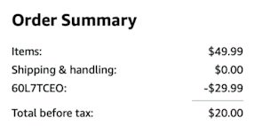 A screenshot of the total