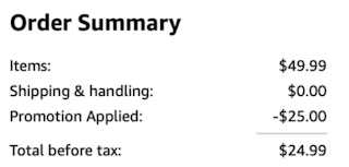 A screenshot of the total