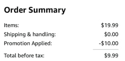 A screenshot of the total