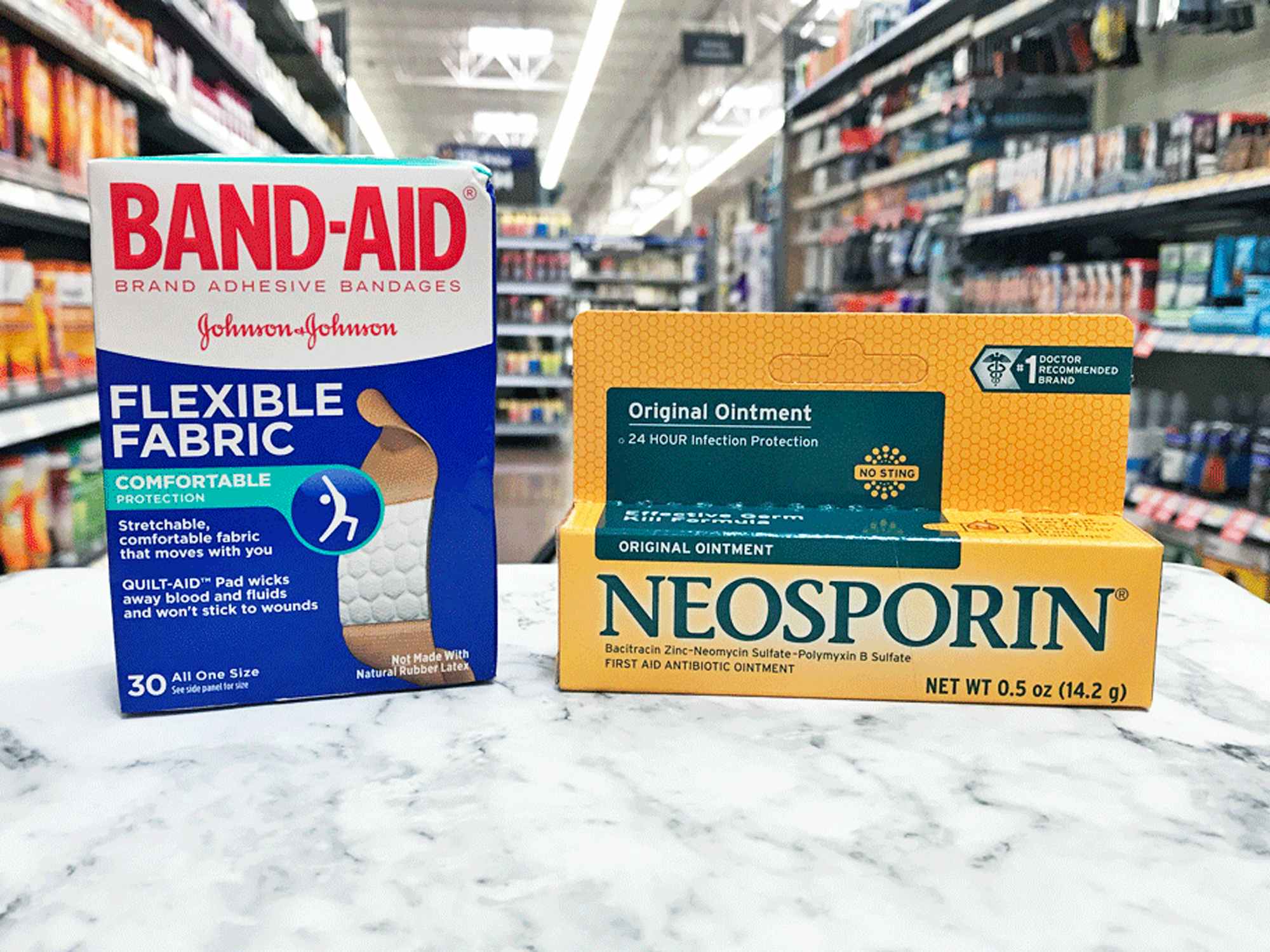 bandaids and Neosporin in a store