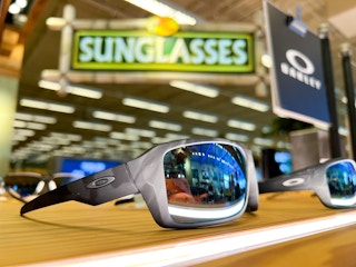 bass pro shops oakley sunglasses on shelf display 1684427450 1684427450