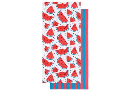 2-Pack Watermelon & Red Stripe Beach Towel Bundle