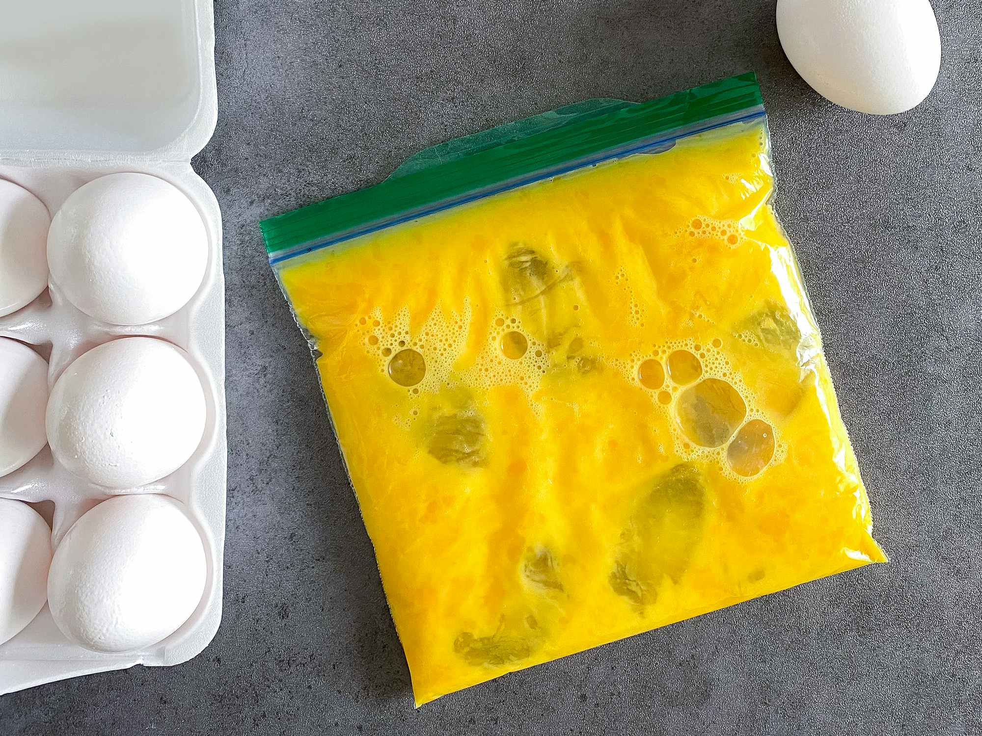 eggs in a ziploc sandwich bag for a camping hack