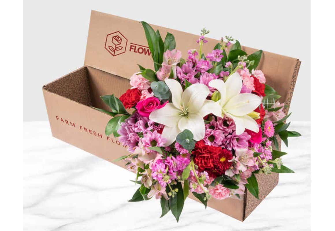 floral bouquet in a box