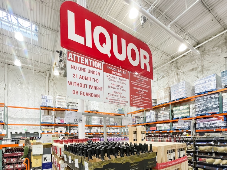 costco liquor store sign in store