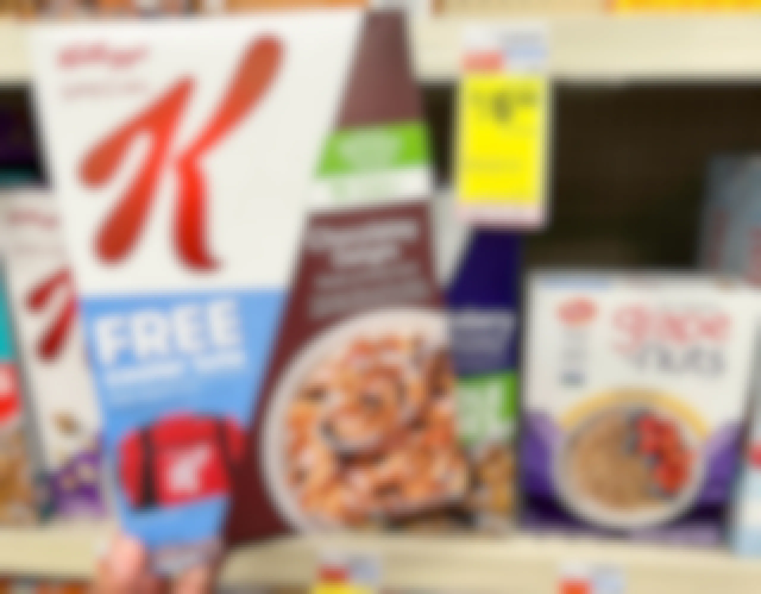 hand holding Kellogg's Special K cereal box next to sales tag