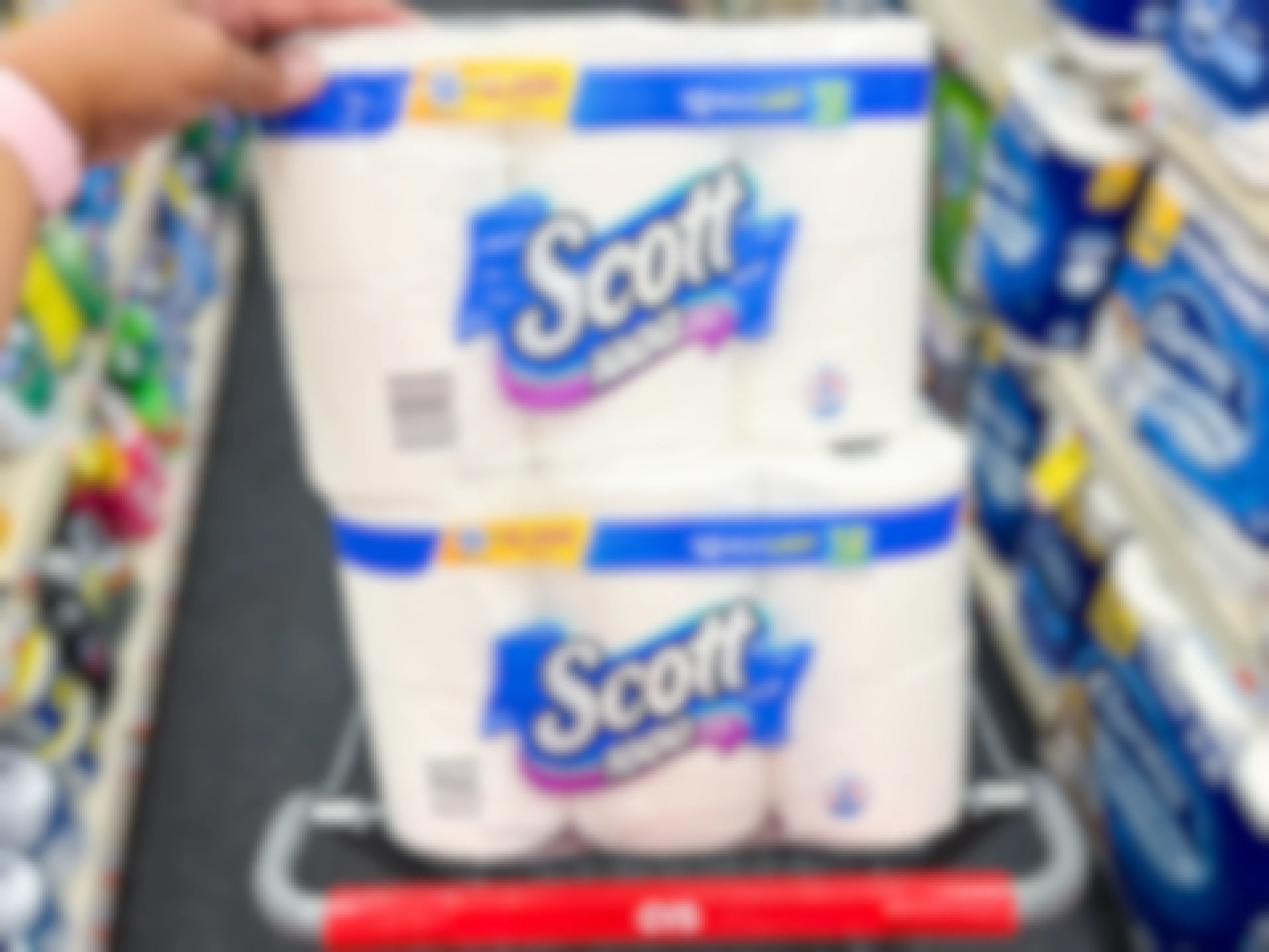two packs of Scott toilet paper in shopping cart