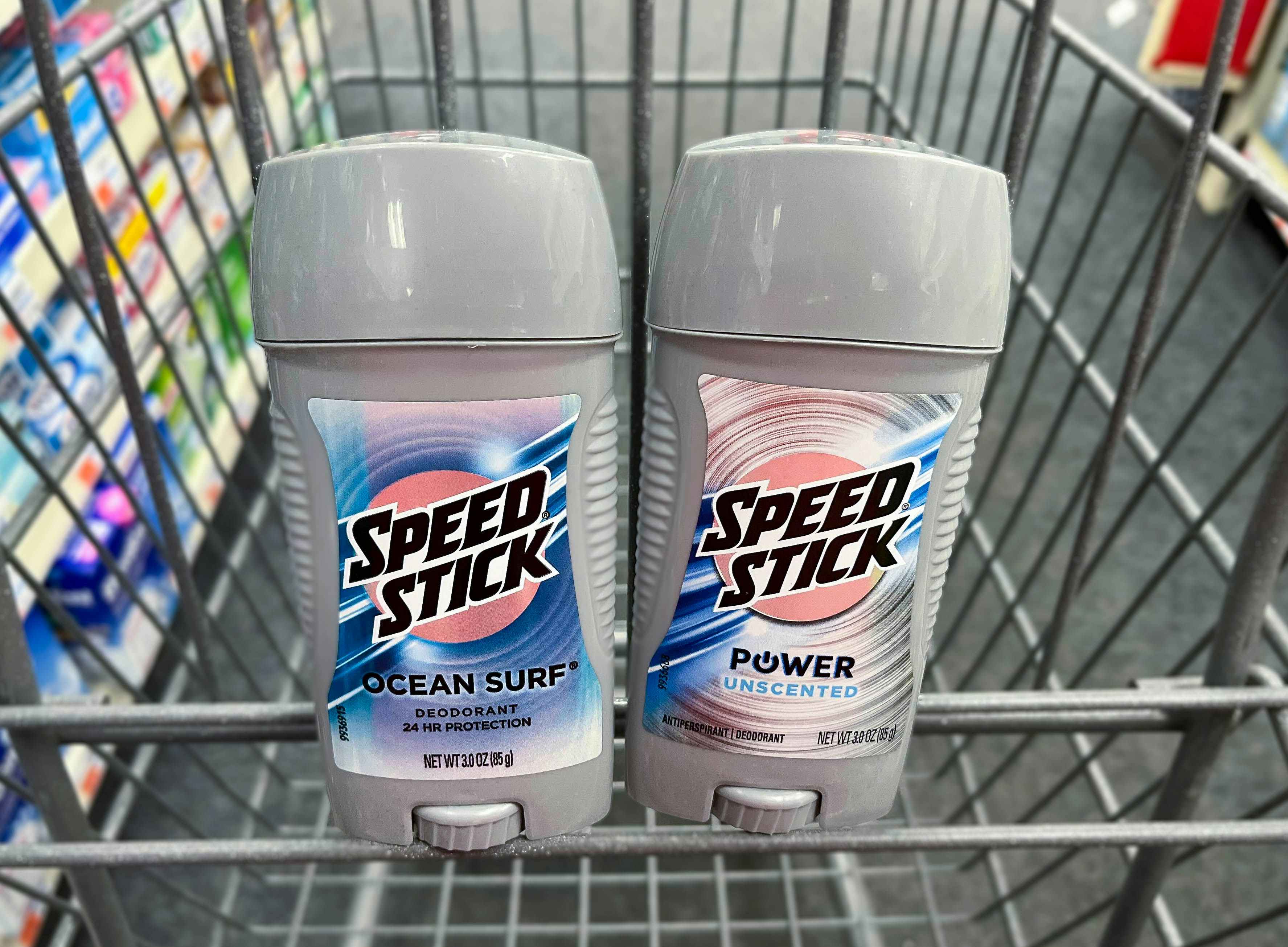 two speed stick deodorants in shopping cart