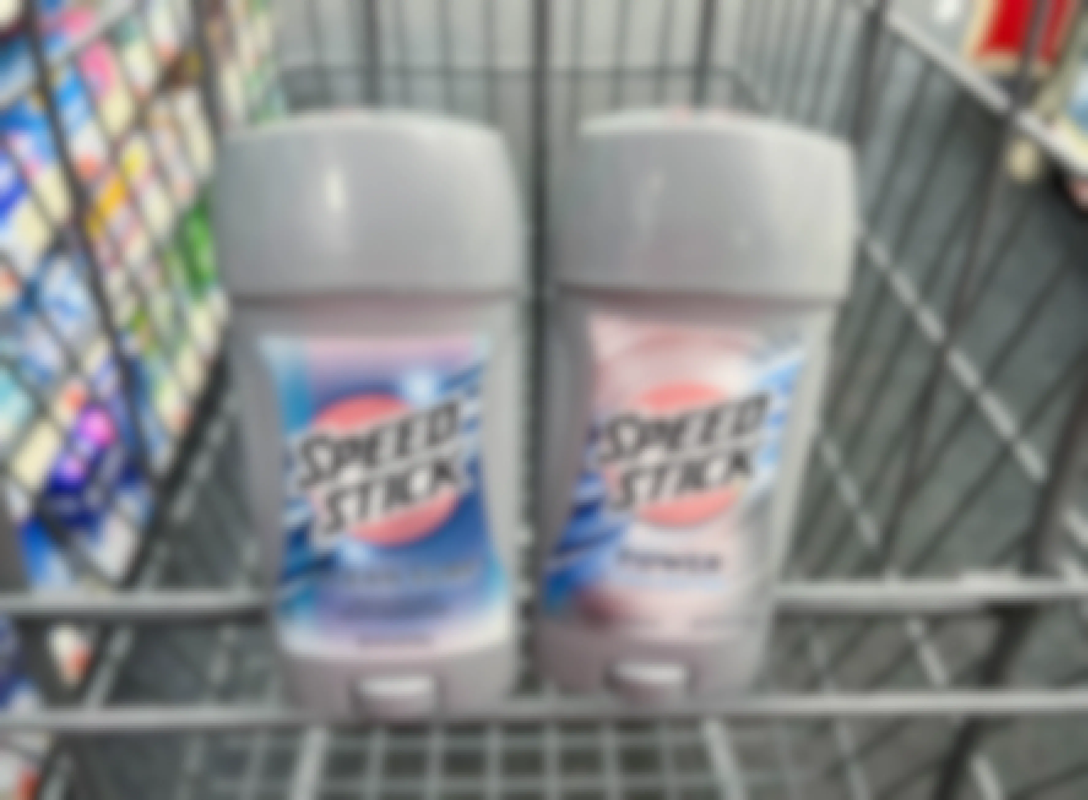 two speed stick deodorants in shopping cart