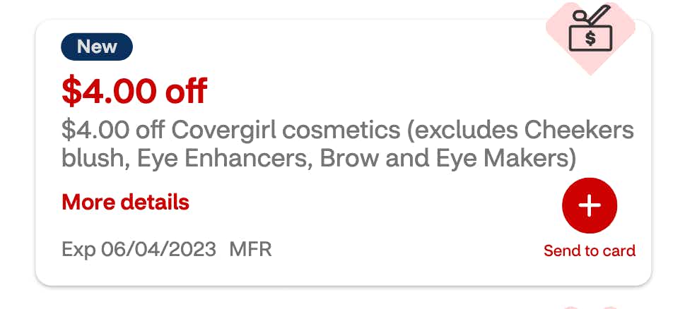 screenshot of $4 off Covergirl cosmetics store coupon