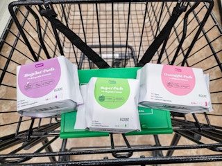 organic cotton pads in a cart