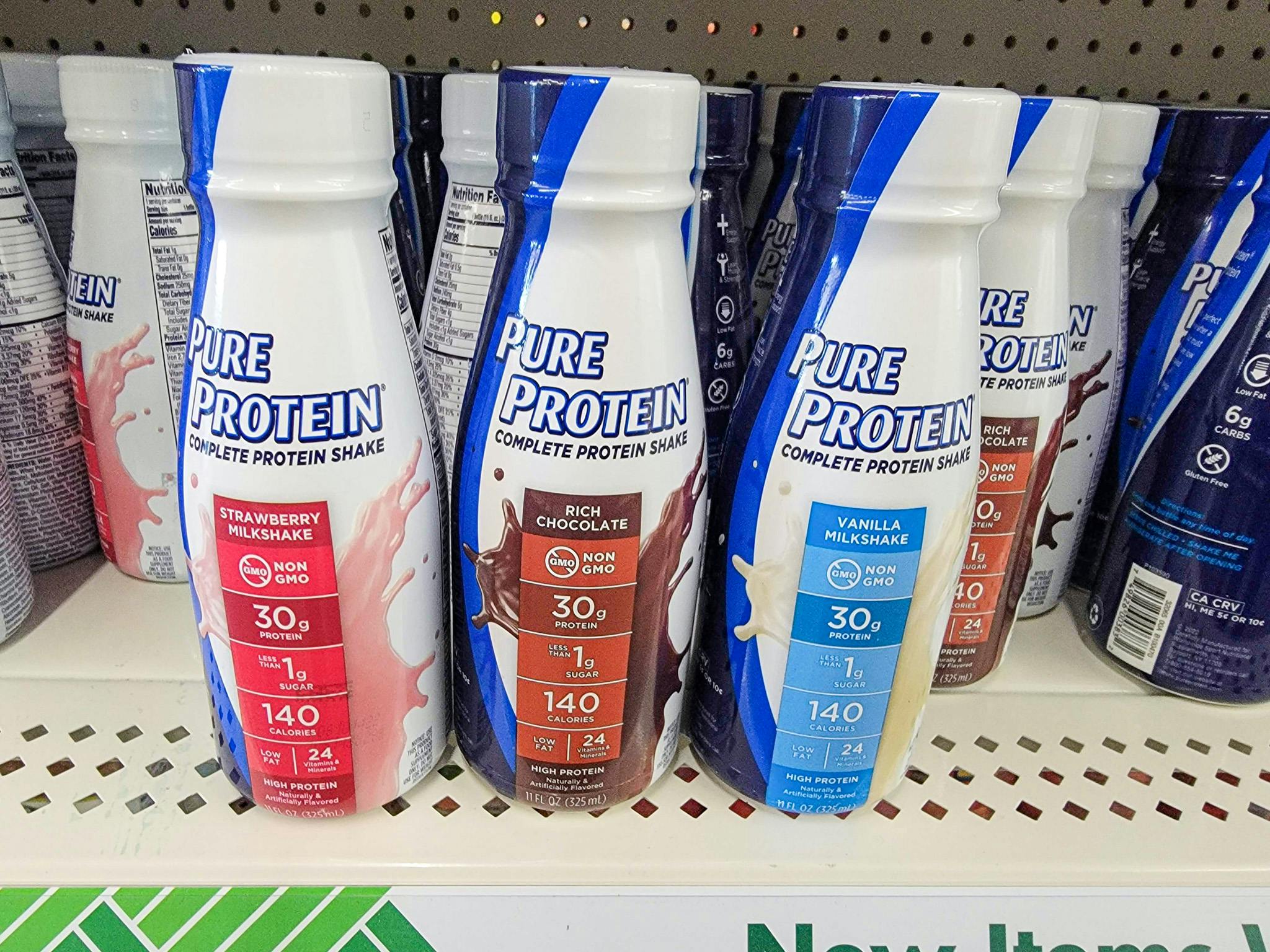 pure protein drinks on a shelf