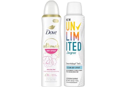 2 Degree & Dove Premium Dry Spray