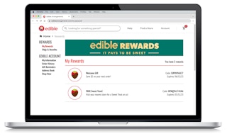 laptop with edible arrangements rewards page screenshot showing two rewards
