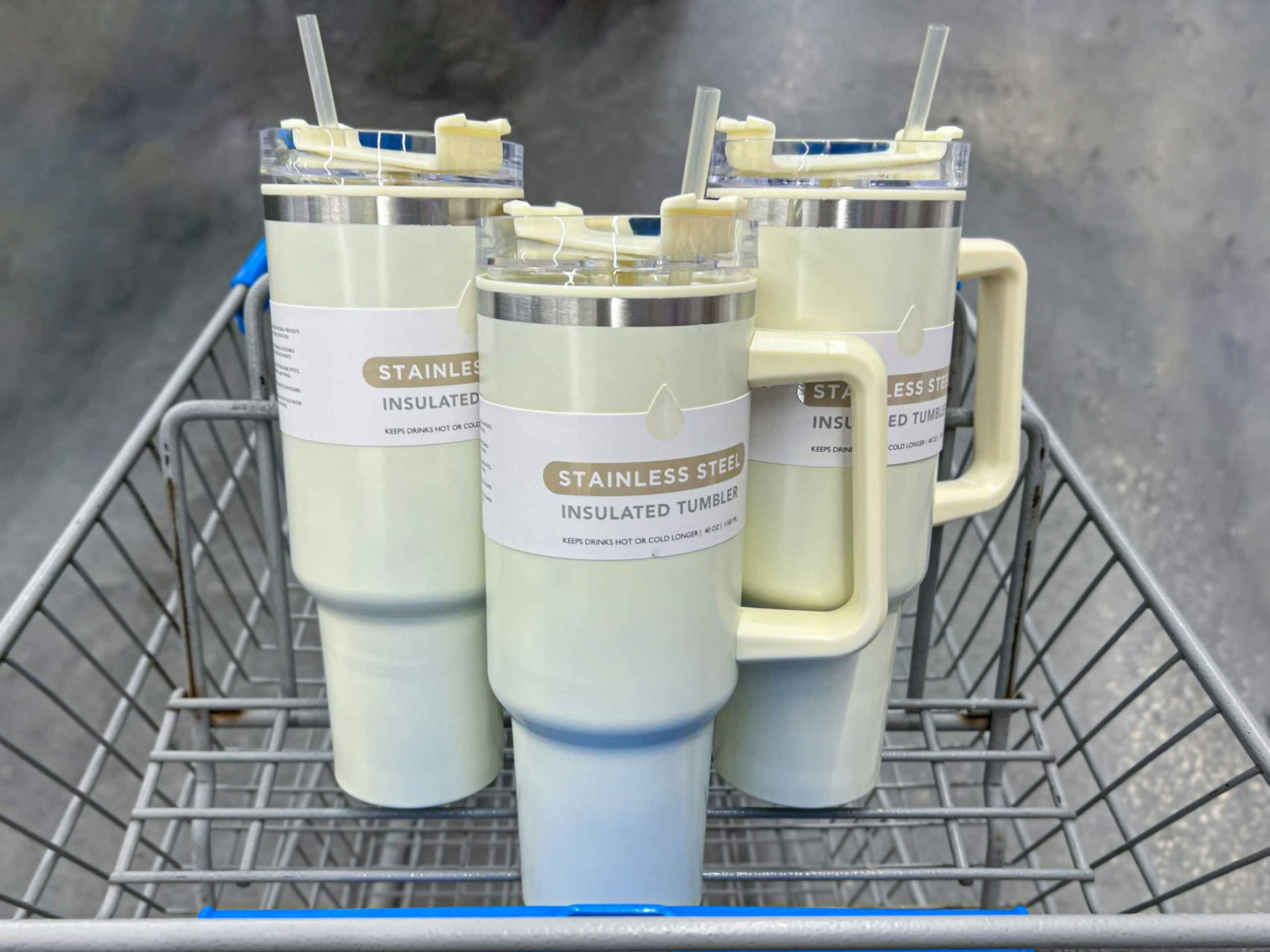 tumbler cups in a cart