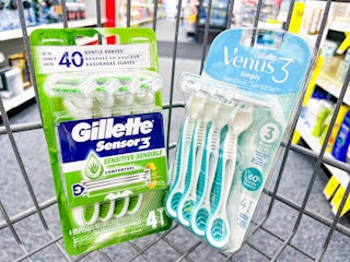 gillette & venus disposable razors in a cvs cart