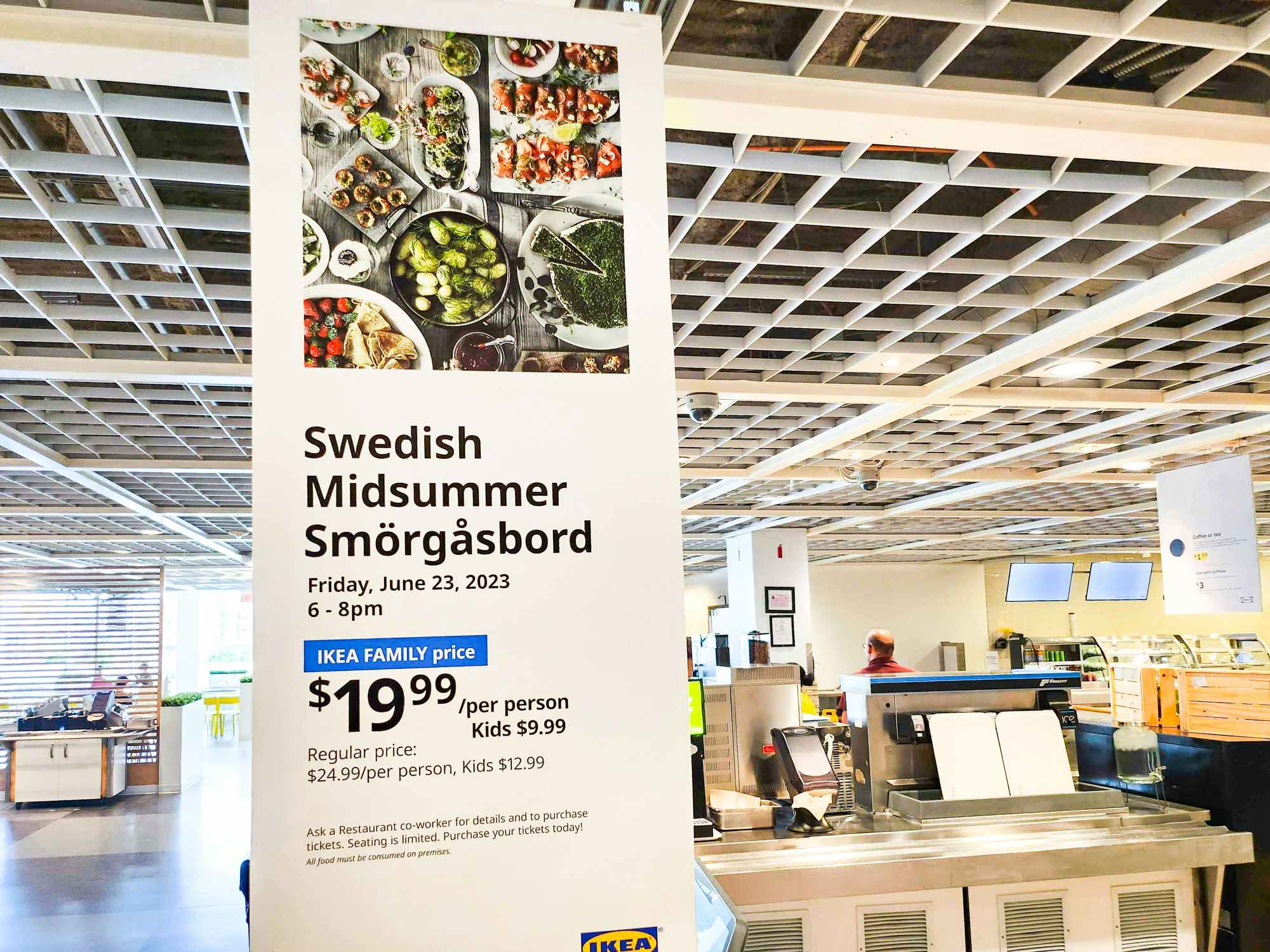 A sign for the Ikea Swedish Midsommar Dinner