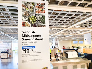 A sign for the Ikea Swedish Midsommar Dinner