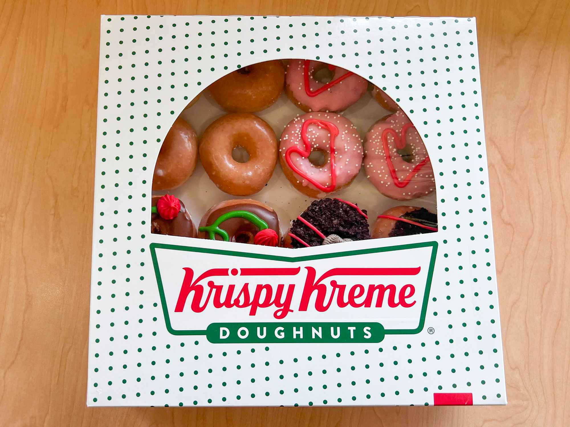 A box of Mother's Day Krispy Kreme doughnuts
