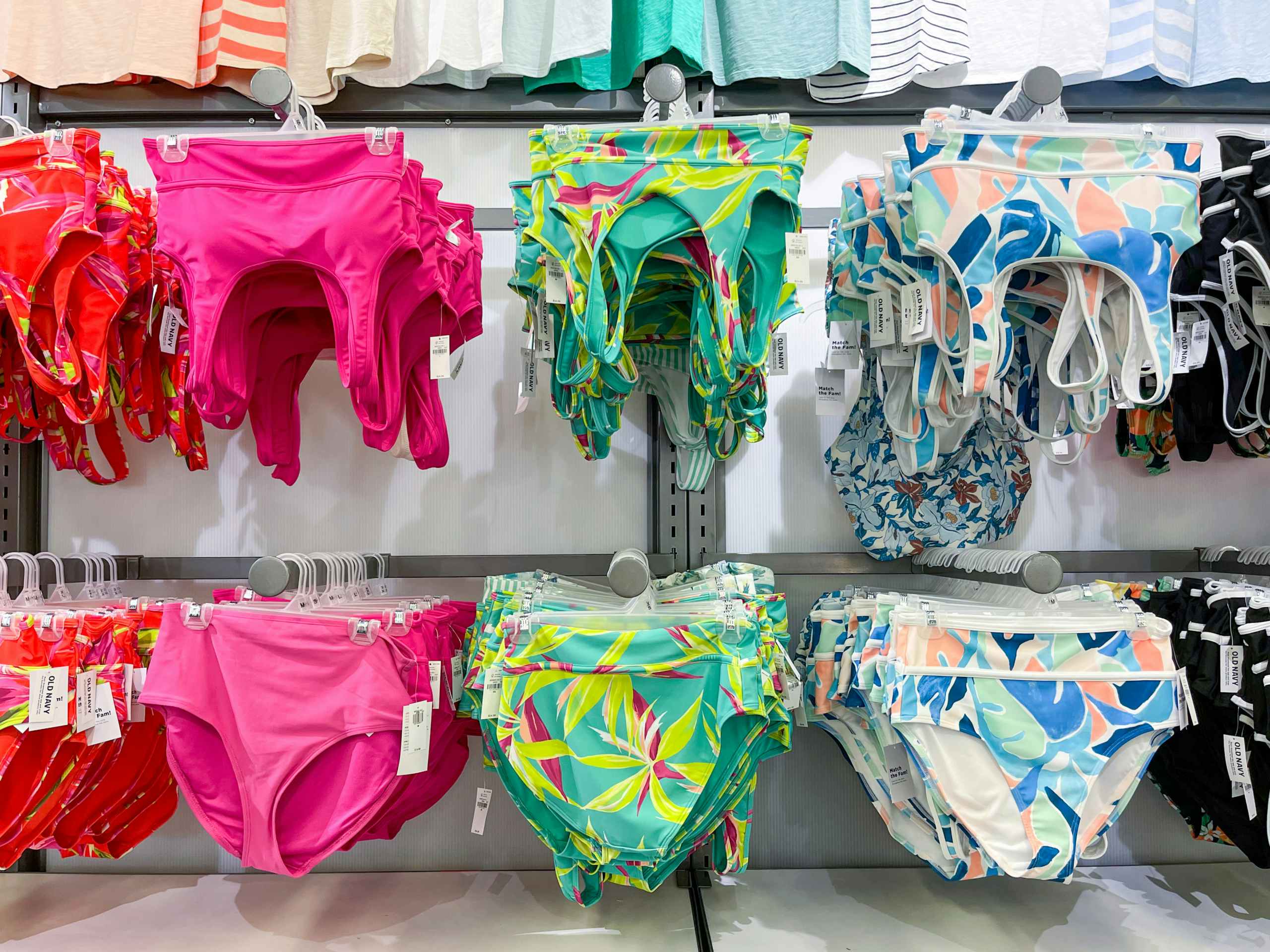 old navy swimsuits on hangers