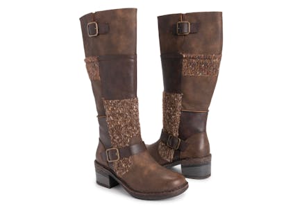 Lukees by Muk Luks Women's Tall Brown Patch Boots