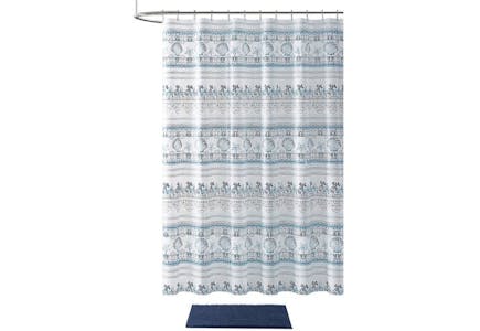 Seashell Shower Curtain & Bath Rug Set