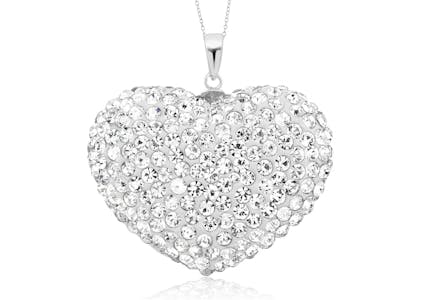 18K White Gold-Plated Heart Necklace