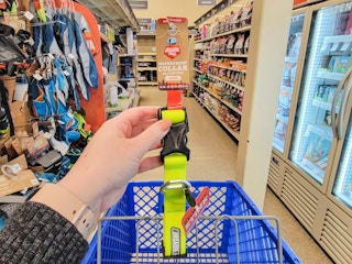 hand holding a yellow dog collar