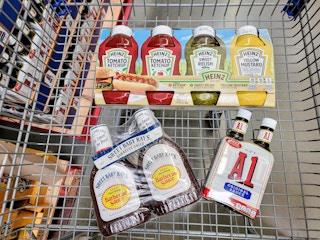 condiments in a cart