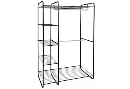 Heavy-Duty Freestanding Closet with Garment Rods and Shelves