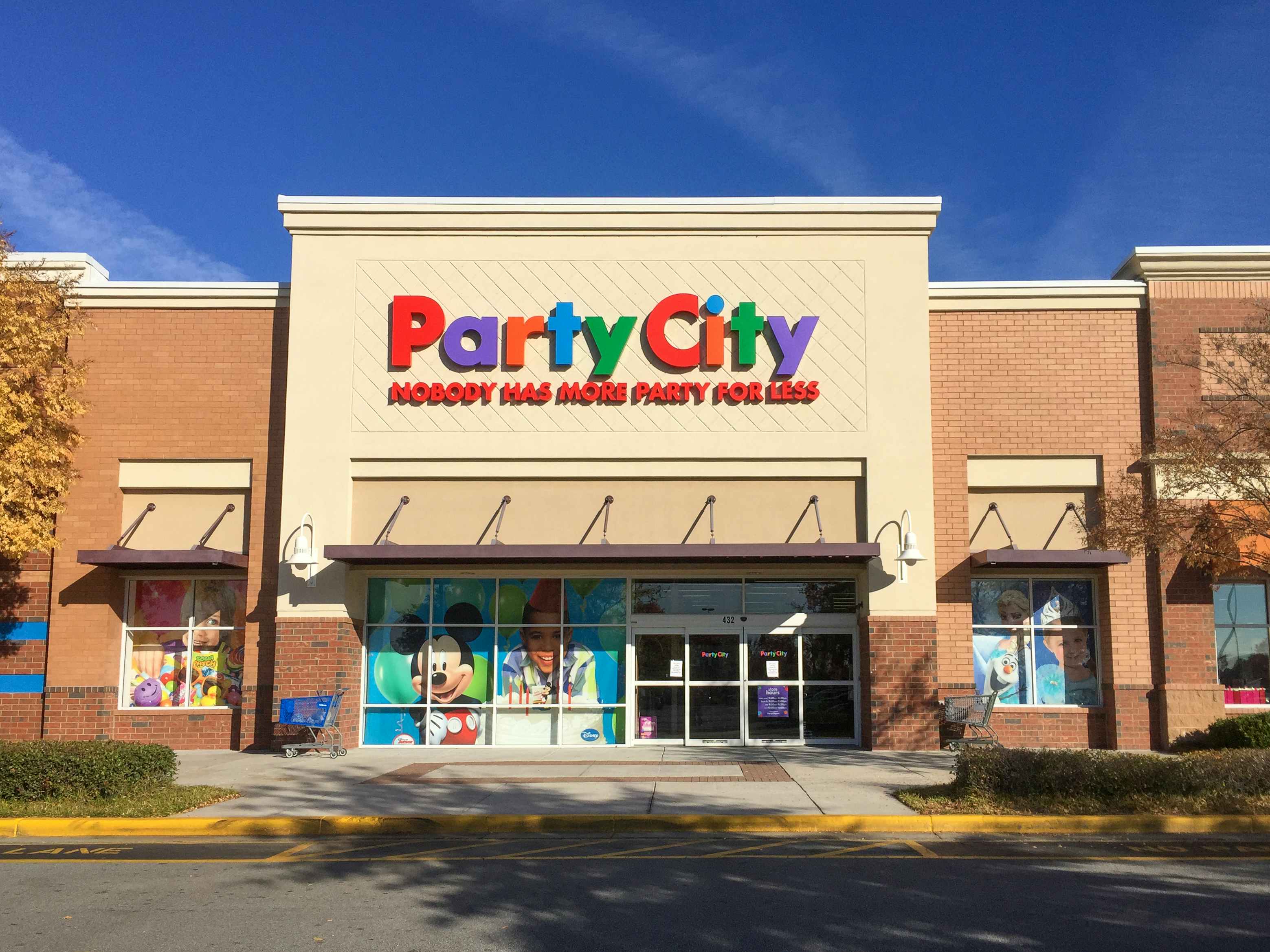 The exterior of a Party City store
