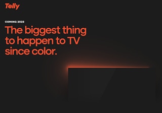 A teaser graphic letting people know the free TV Telly service is coming in 2023.