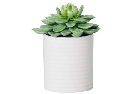 Succulent Faux Plant Arrangement in Ceramic Pot