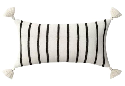 Woven Stripes Lumbar Outdoor Throw Pillow