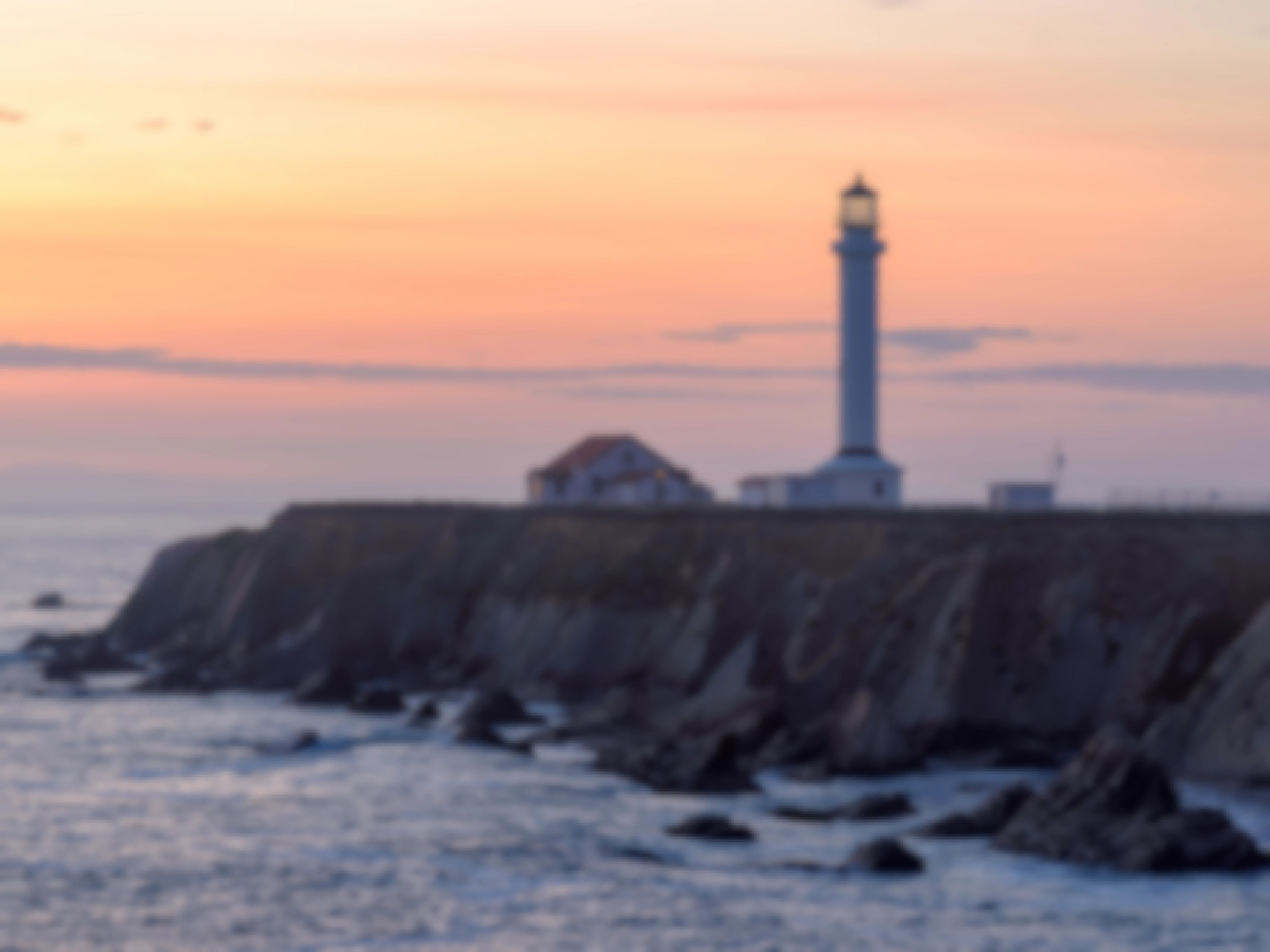 the point Arena Lighthouse at sunset in california