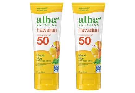 2 Alba Botanica Sunscreens, 3 oz