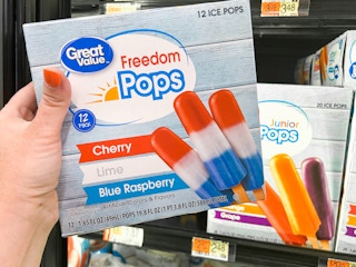 Someone holding some Red White and Blue ice cream in Walmart