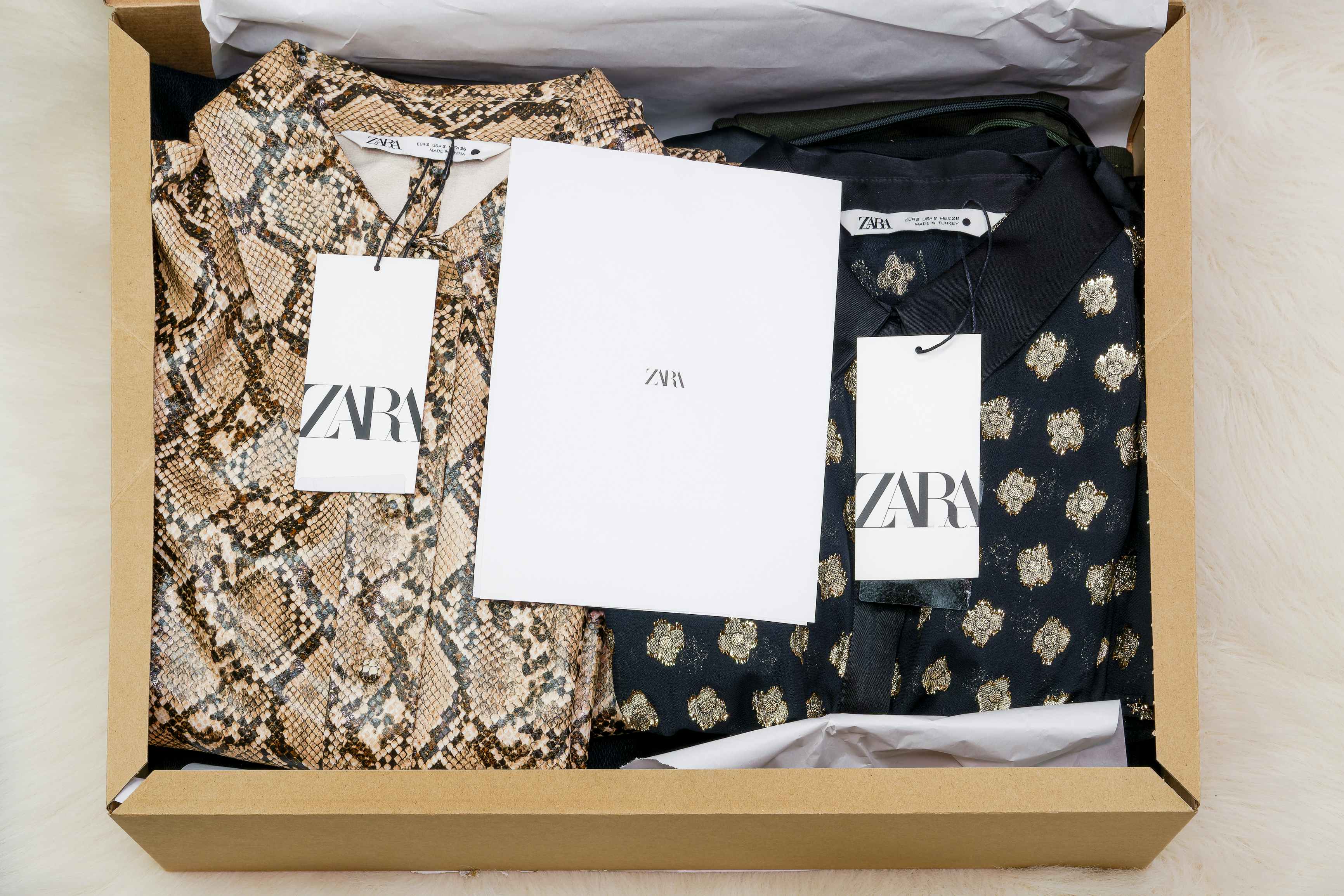 A package of clothes shipped from Zara
