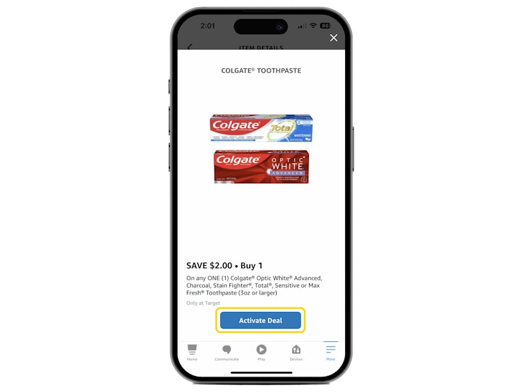 screenshot of a colgate rebate offer in the alexa app
