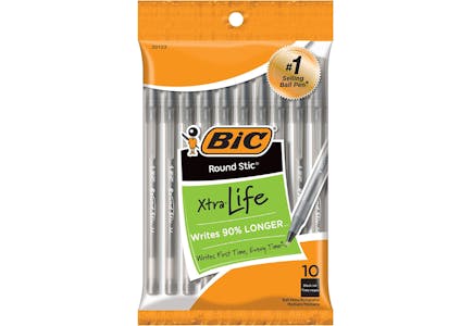 Bic Round Stic Black Pens 10-Pack