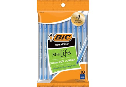 Bic Round Stic Blue Pens 10-Pack