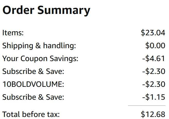 An Amazon order summary ending in $12.68