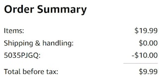 An Amazon order summary ending in $9.99