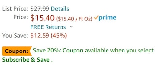 The Amazon price of serum