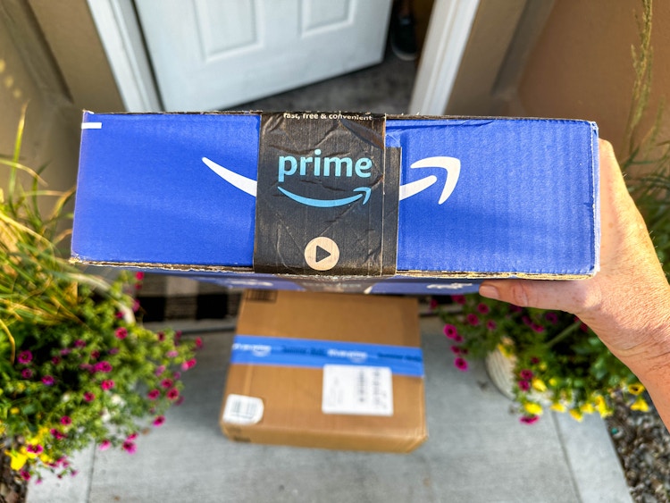 amazon prime box being held